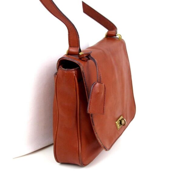 FOSSIL BROWN GENUINE LEATHER FLAP X-BODY MESSENGER SHOULDER BAG HANDBAG PURSE - Picture 3 of 14